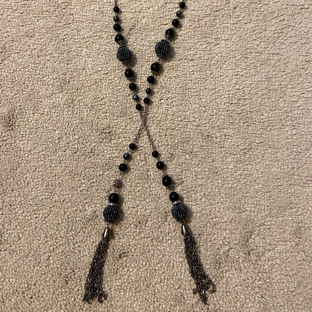 Long Adjustable Bead Detail Necklace